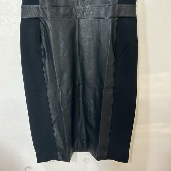 SPANX WOMENS BLACK LEATHER LIKE COMBO FITTED SHEATH DRESS BLACK Sz 1X NEW - Picture 5 of 14